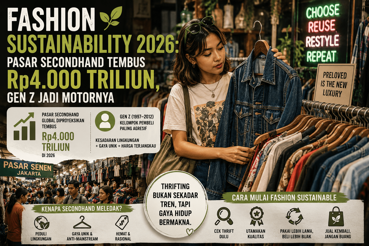 Fashion Sustainability 2026: Pasar Secondhand Tembus Rp4.000 Triliun, Gen Z Jadi Motornya