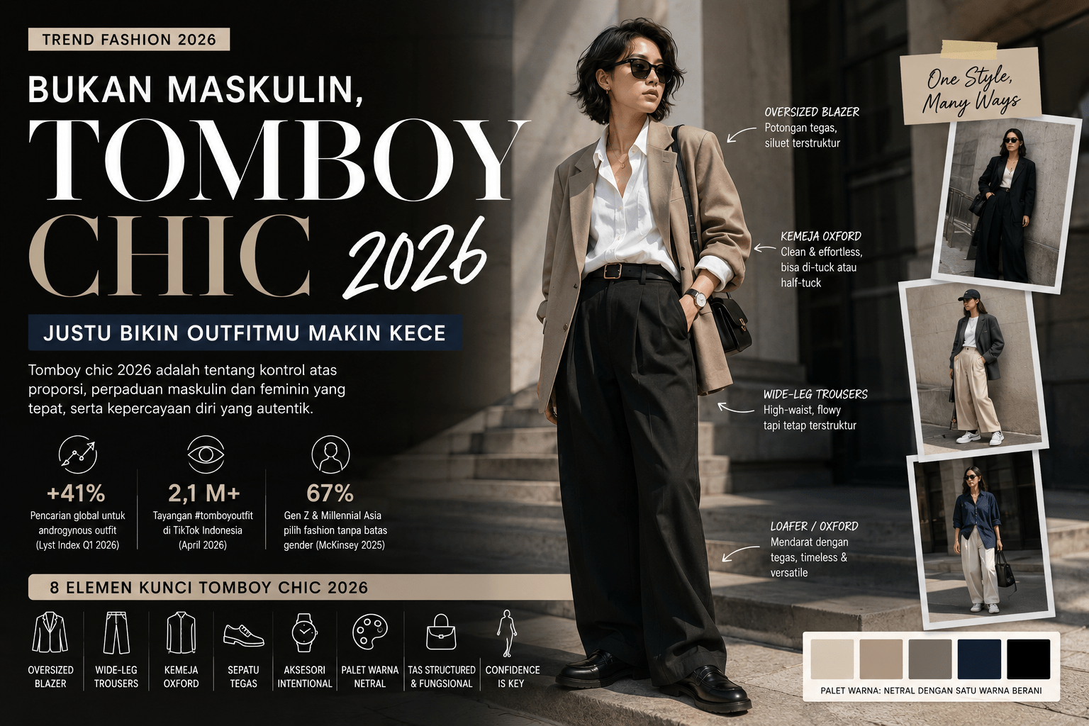 Bukan Maskulin, Tomboy Chic 2026 Justru Bikin Outfitmu Makin Kece