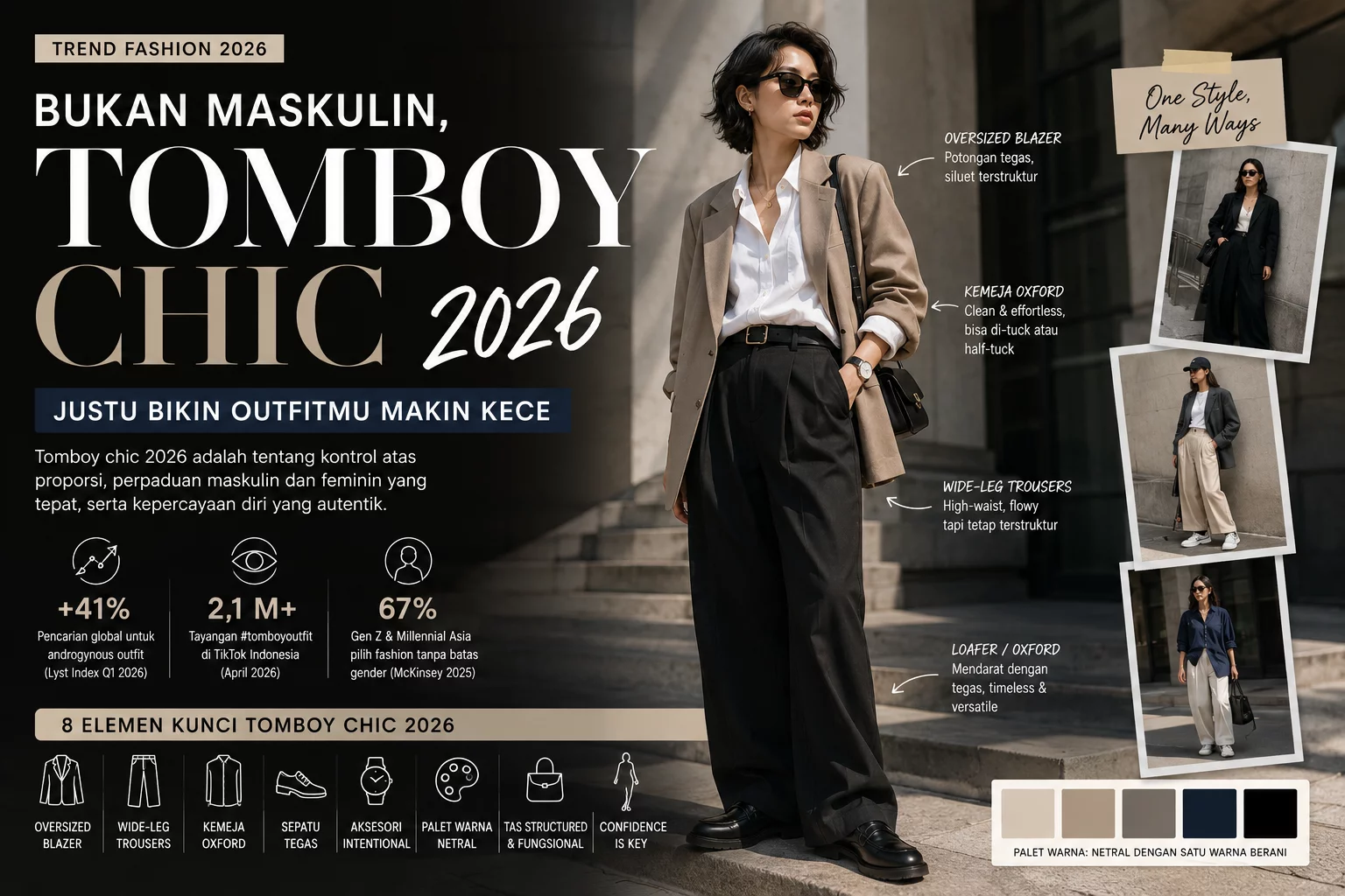 Bukan Maskulin, Tomboy Chic 2026 Justru Bikin Outfitmu Makin Kece