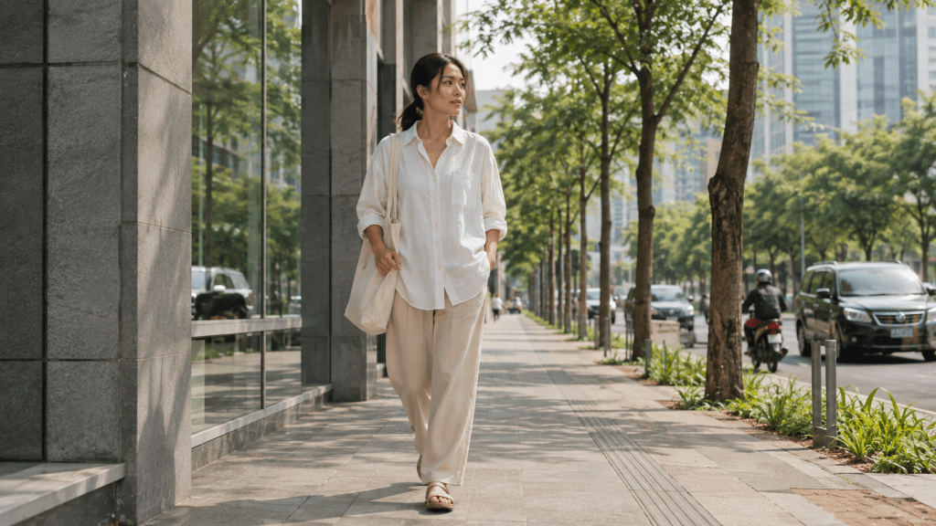 Bukan Baju Tebal, 5 Outfit Ini Justru Jadi Favorit Kemarau 8 Kemeja katun oversized untuk aktivitas harian saat cuaca panas