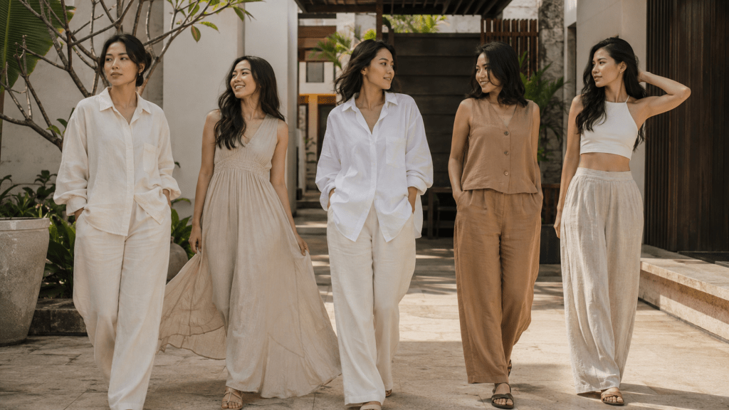Bukan Baju Tebal, 5 Outfit Ini Justru Jadi Favorit Kemarau 5 Lima outfit adem favorit kemarau 2026 berbahan linen katun dan rayon viscose