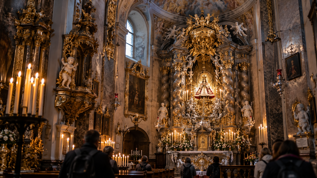 Anne Avantie Sulap Perca Batik Jadi Jubah Kanak-Kanak Yesus ke Praha 4 Suasana interior Gereja Bunda Maria yang Berjaya di Praha, tempat patung Kanak-Kanak Yesus berada.